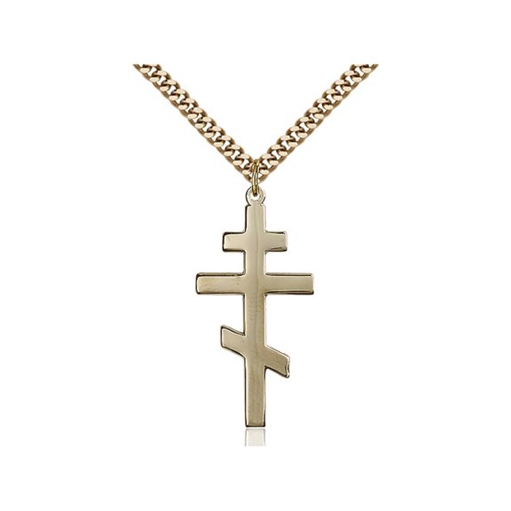 Gold Filled St. Andrew Pendant 1 3/8 x 5/8 inches with Heavy Curb Chain