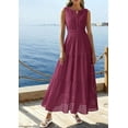 thumbnail image 3 of PRETTYGARDEN Summer Dresses for Women Sundresses Sleeveless V Neck Eyelet A Line Flowy Beach Vacation Spring Maxi Dress, 3 of 9