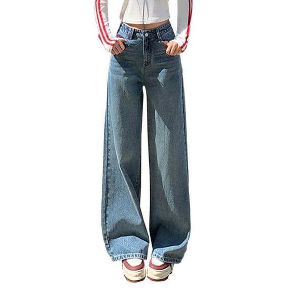 Seductiva Women's Jeans High Waisted Spring High Waist Jeans Women's Loose Straight Wide Leg Pants Trousers Drag Pants Straight Leg Stretchy Jeans