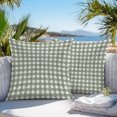 thumbnail image 3 of Throw Pillow Covers 20x20 Inch Set of 2, Green Buffalo Plaid Waterproof Outdoor Pillow Covers, Farmhouse Checked Retro Geometric Art Decorative Cushion Pillowcases for Couch, Sofa, Bed, Garden, Patio, 3 of 9