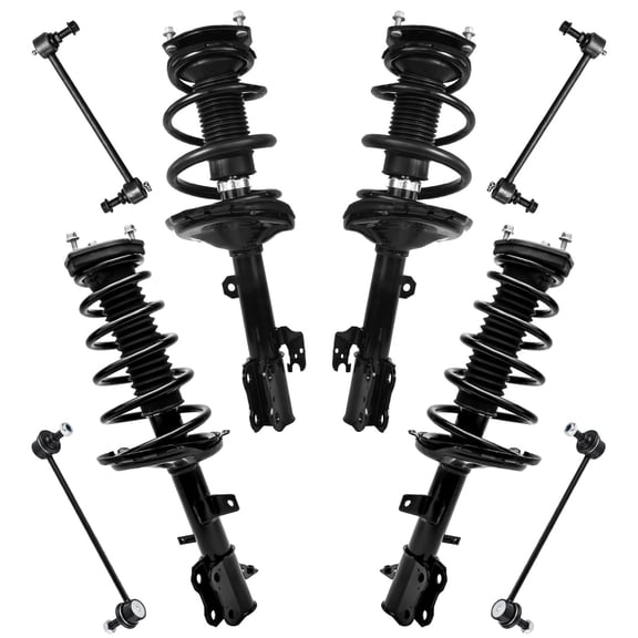 Detroit Axle - 8pc AWD Struts Sway Bars for 2004-2007 Toyota Highlander Lexus RX330 RX350 RX400h, 4 Struts and Coil Spring Assembly 4 Sway Bar End Links Front and Rear Replacement Suspension Kit