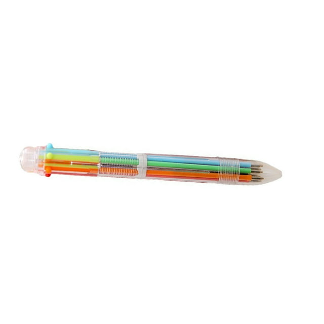 Bolígrafo multicolor Injueey de plástico 6 en 1 de punta fina retráctil fácil de sostener