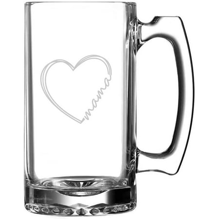 

Mama Heart Mother s Day Etched 25oz Beer Mug