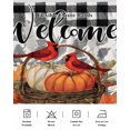 thumbnail image 5 of Thanksgiving Pumpkin Bed Skirt Queen Size 16 Inch Drop, Welcome Bird Maple Leaves Black Plaid Wrap Around Dust Ruffle Bedskirts, Wrinkle & Fade Resistant Easy Fit Bedskirt with Adjustable Elastic, 5 of 8