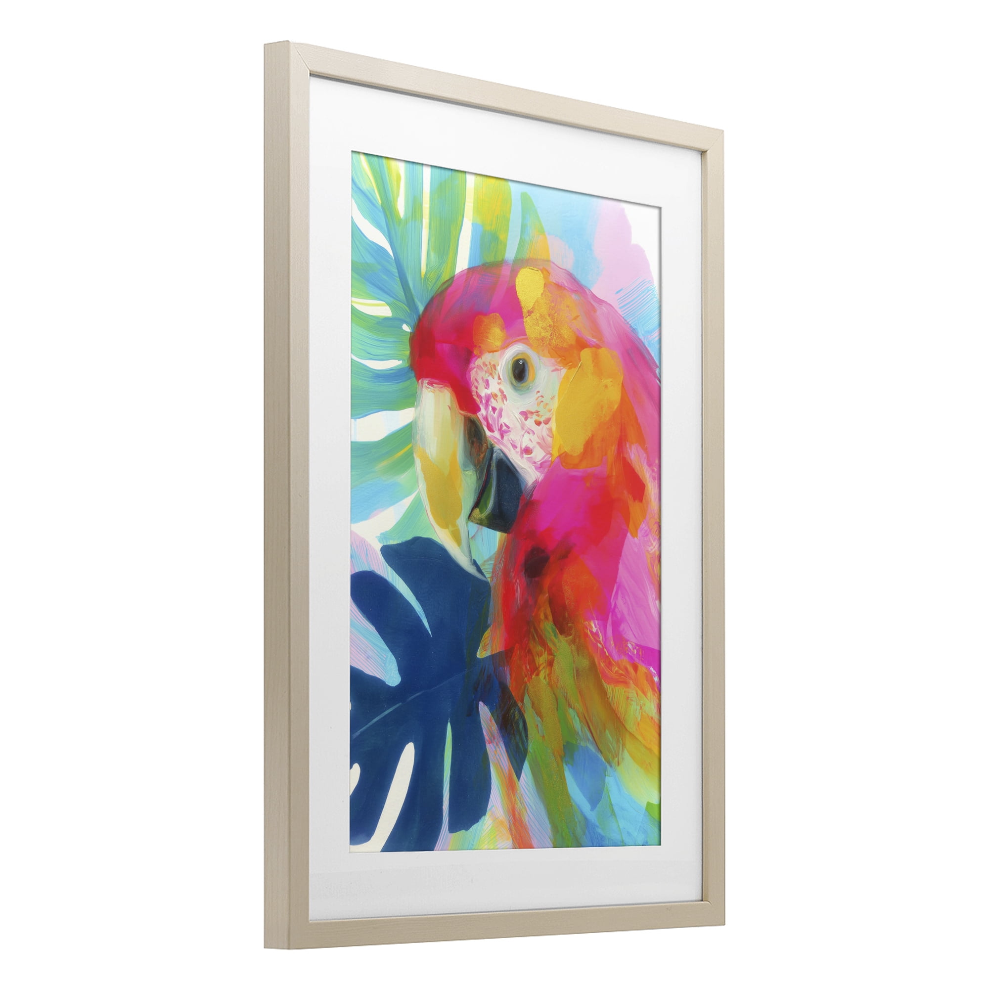 Stupell Industries Scarlet Macaw in Paradise Birch Framed Print Under Glass, design by Chromatic Storm Studio