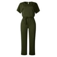 thumbnail image 2 of Riforla Women's Fashion Solid Color Lace up Button Short Sleeved Jumpsuit Jumpsuits for Women AG XXL, 2 of 5
