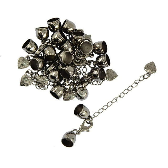 10 topes para extremos de collares con cierre de langosta, extensores de cadena para bisutería. Negro azabache