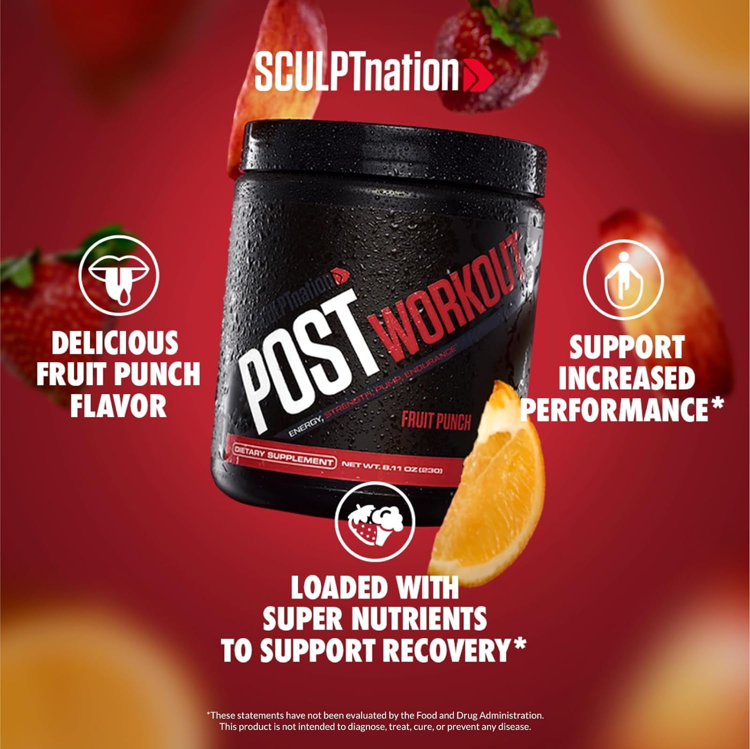 Sculpt Nation by V Shred Post Workout Creatine Complex Powder with Amino Acids, Fruit Punch, 30 Servings
