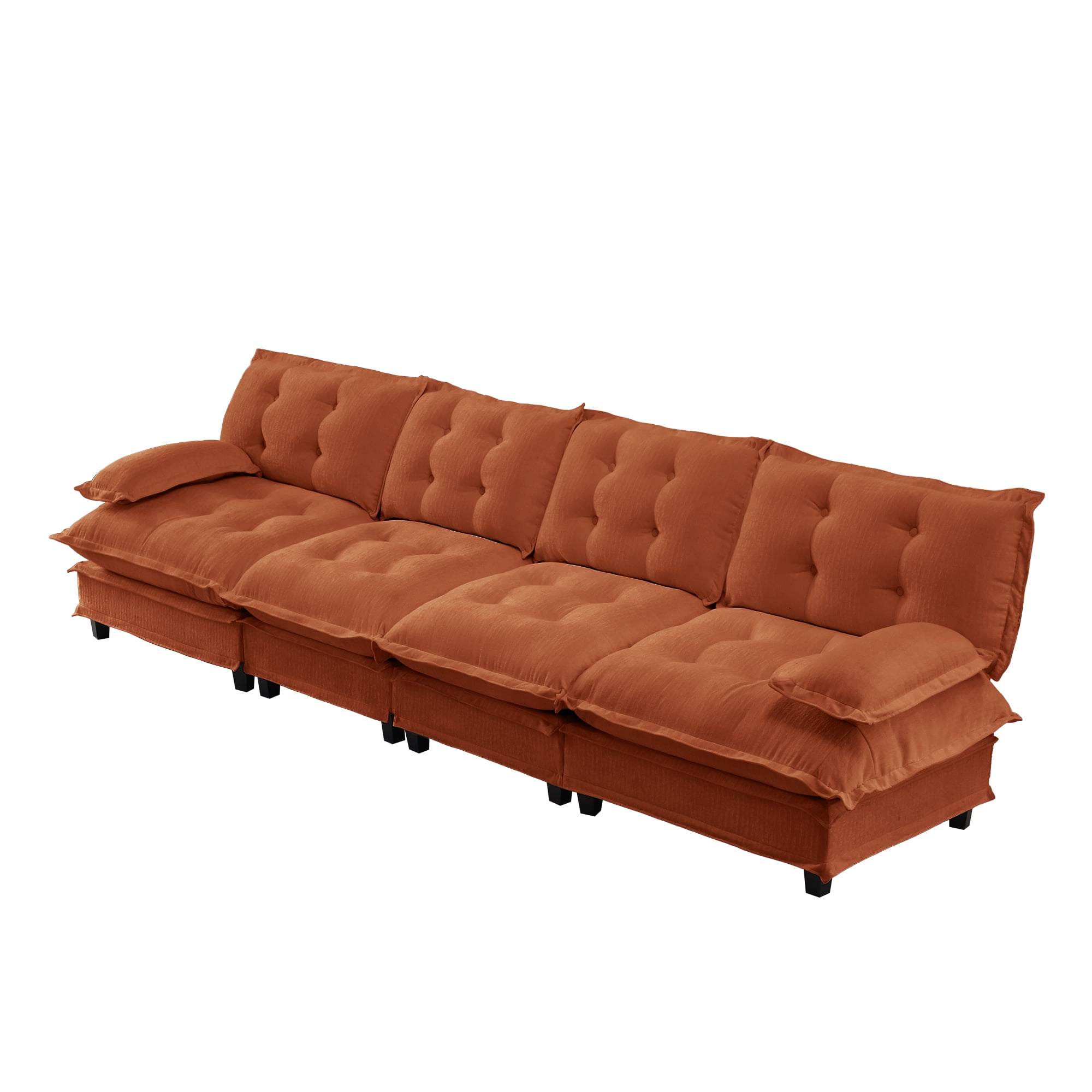 AISWORD 138" 4-Seater Modular Sectional Cloud Sofa, Chenille Fabric Deep Seat Couch with Lattice Decored Cushions