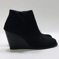 thumbnail image 4 of Womens Wedge Booties Closed Toe V Cutout Ankle Boots with Zipper Vintage Boots Stacked Wedge Heel Dressy Shoes, 4 of 5