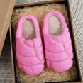 thumbnail image 5 of House Slippers for Women Men Slip-on Flat Heel Close Toe Unisex Couples Outdoor Indoor Warm Winter Home Slippers Shoes Hot Pink 10, 5 of 10
