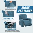 thumbnail image 4 of Enova Home Real Velvet Spandex Recliner Chair Slipcover with Elastic Bottom Side Pocket (Peacock Blue), 4 of 6