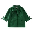 thumbnail image 1 of Little Girls Jacket, Solid Color Loose Bow Neck Side Pockets Outerwear, 1 of 5