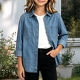 thumbnail image 2 of StSilkitty Kids Denim Shirt Jacket Long Sleeve Collared Button down Shacket with Pocket Fall Lightweight Fashion Coats Size 5-15, 2 of 8