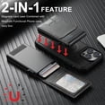 thumbnail image 4 of Dteck 2 in 1 Detachable Magnetic Wallet for iPhone 15 Pro Max Case with Card Holder Faux Leather Men Women Kickstand Cover work with Car Mount Holder, Black, 4 of 10