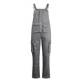 thumbnail image 5 of Jumpsuit Trendy Wide Leg Men Bib Overalls Skin-Friendly Bib Overalls Cargo One-Piece Adjustable Suspender Straps Work Wear Gray XL, 5 of 7