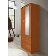 thumbnail image 3 of Hodedah 2 Door Armoire with 2 Drawers Clothing Rod and Mirror in Cherry Wood, 3 of 5