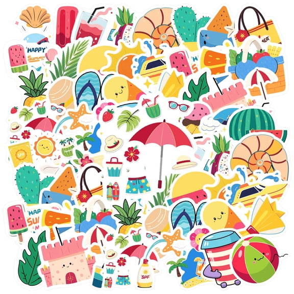 35pcs-50pcs Cute Summer Stickers Tropical Fruit Stationery Stickers Holiday Kids Stickers for Suitcase Phone Laptop