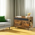 thumbnail image 6 of LEDREM Cat Litter Box Enclosure Furniture with Removable Divider, High Legs, Hidden Cat House and Side End Table, Rustic Brown, 6 of 6