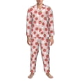 thumbnail image 3 of Naloa Floral Strawberr Men’s Pajamas Set - Long Sleeve Button Down Sleep Shirt and Pajama Bottoms Sleepwear Set-XX-Large, 3 of 7