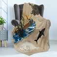 thumbnail image 4 of Mystic Soft Flannel Fleece Throw Blanket, Marine Monsters Creatures Collage Kraken Octopus Sea Dog Mythical Animals Design, Cozy Plush for Indoor and Outdoor Use, 50" x 70", Multicolor, by Ambesonne, 4 of 5
