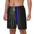 thumbnail image 5 of Men's 2 in 1 Swim Trunks with Compression Liner Retro Thin Blue Line Flag Quick Dry Beach Shorts, 5 of 6