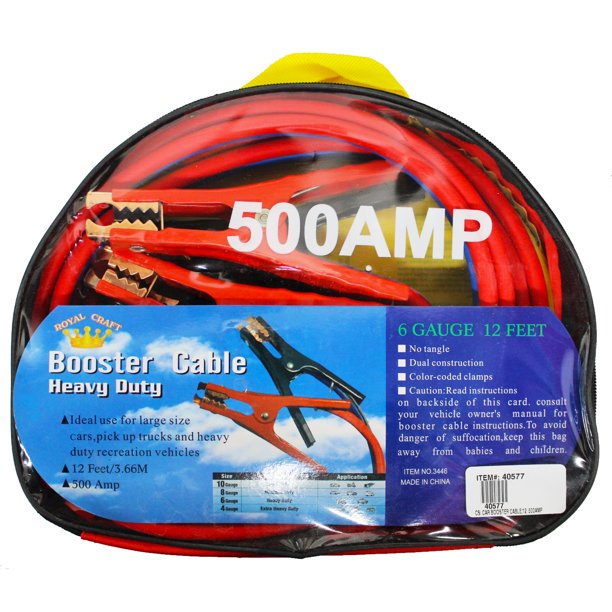 12 Ft Heavy Duty Power Booster Clamp Jumper Cable Emergency Car w Case 500 AMP