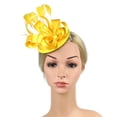thumbnail image 3 of Bmisegm Fascinator Hats Headband Satin Flower Hair Clip Tea Party Hat Wedding Bridal Headwear for Women Yellow, 3 of 8
