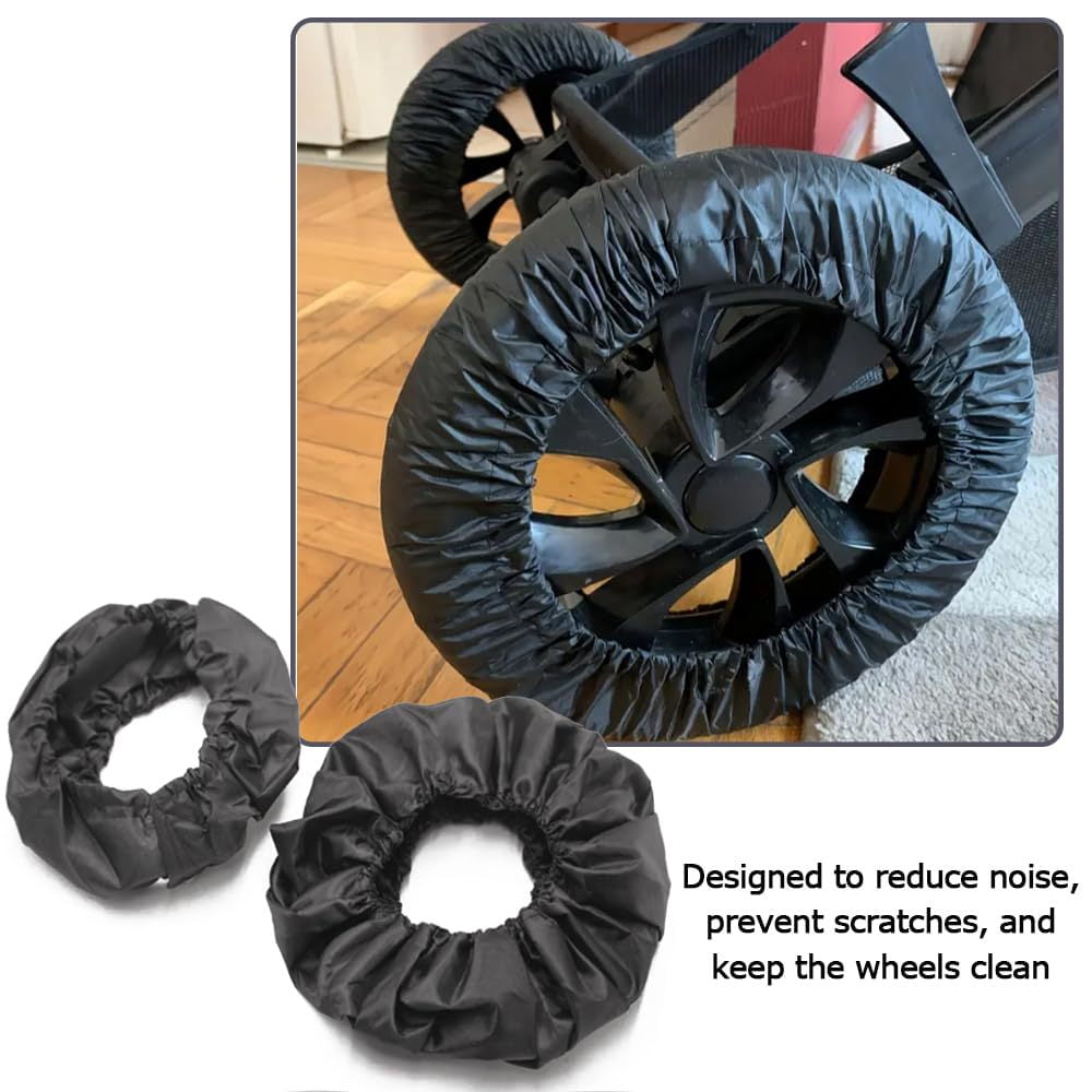 4Pcs Baby Stroller Wheel Cover, Dustproof Kid Baby Wheelchair Protector Pushchair Wheel Cover Stroller Accessory (2Pcs M + 2 Pcs L)
