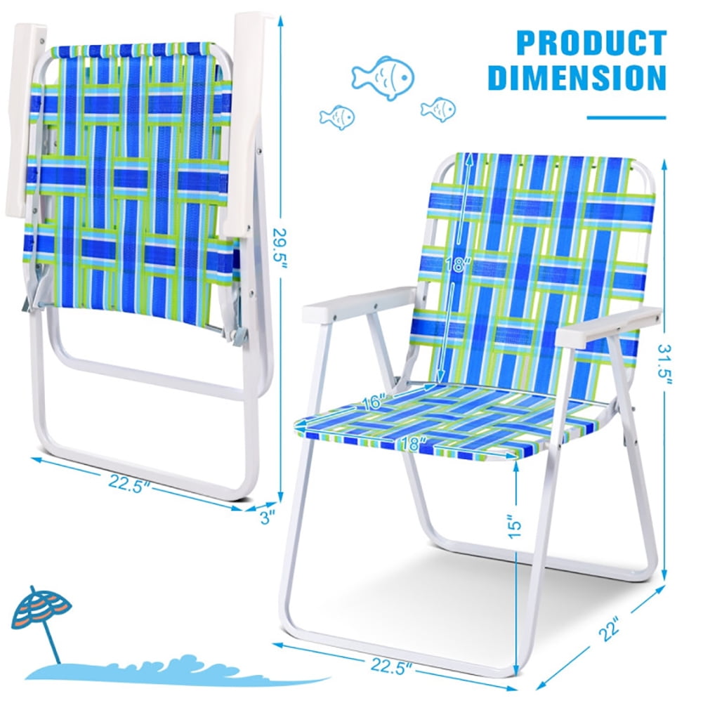 Aimee Lii 6 pcs Folding Beach Chair Camping Lawn Webbing Chair, Patio Dining Chairs, Blue