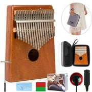 Kmise Kalimba 17 Key Finger Piano Marib Mahogany with Padded Gig Bag Tuner Hammer