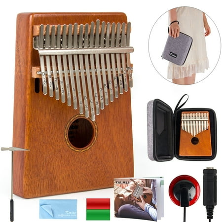 Kmise Kalimba 17 Key Finger Piano Marib Mahogany with Padded Gig Bag Tuner Hammer