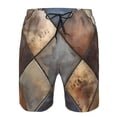 thumbnail image 3 of Susaid Rustic Tile Pattern Print Men's Swim Trunks Hawaiian Bathing Mesh Lining Suit Swimsuits Beach Shorts with Pockets-Medium, 3 of 6