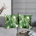 thumbnail image 4 of Set of 2 Palm Leaf Throw Pillow Covers Tropical Artistic Vintage Green Decorative Pillow Cases Home Decor Standard Square 20x20 Inches Summer White Pillowcases, 4 of 5
