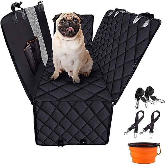 Dog Car Seat Cover - Heavy Duty Waterproof Scratch Proof Pet Travel Hammock 3 in 1 Convertible Back Seat Cover for Dogs | Nonslip Soft Padded back seat protector Mat Fits Cars Trucks SUV 54" W x 58" L