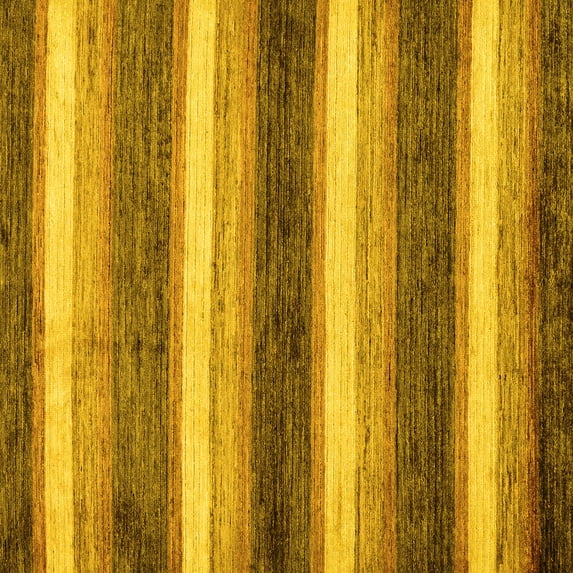 Ahgly Company Indoor Square Abstract Yellow Modern Area Rugs, 7' Square