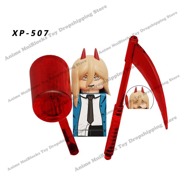 Figuras de acción de motosierra KT1067 WM6159, juguetes de bloques de construcción de dibujos animados de Anime, Pochita, Denji, Power Bomb, Reze, mini juguetes de montaje, regalo qym unisex