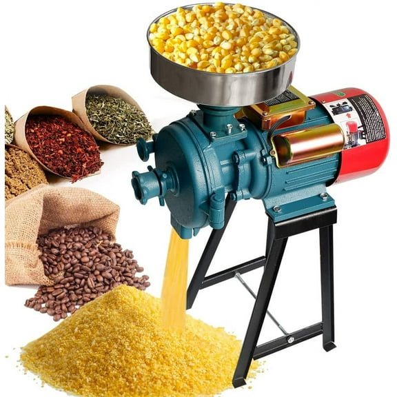 Slsy Electric Grain Mill Grinder Corn Grinder, 110V 3000W Commercial Corn Mill Grinder Machine Feed Mill Wheat Grinder, Flour Mill Cereals Grinder with Funnel