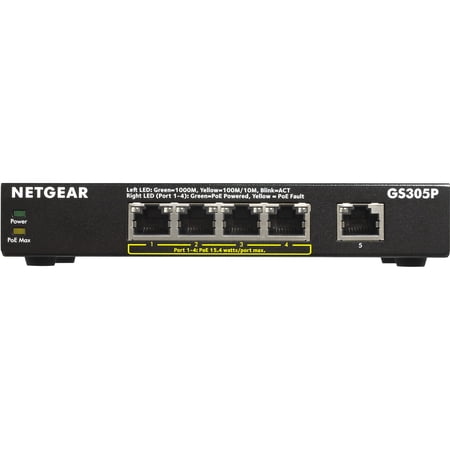 UPC: 0606449119893 | Netgear GS305P-100NAS 5-Port Gigabit Ethernet SOHO Unmanaged Switch with 4-Ports PoE (55W)
