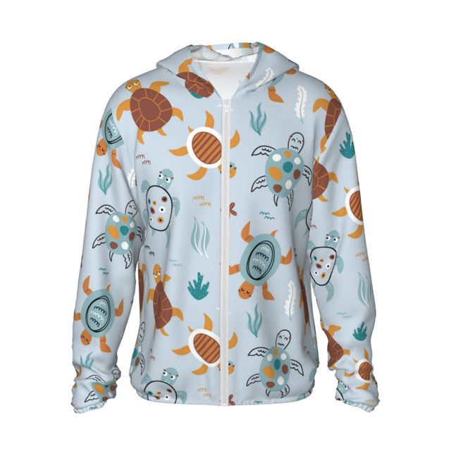 Fotbe Sea Turtle Chaqueta con Protección Solar UPF 50+ para Hombre y Mujer, Camisa con Capucha y Bolsillos-XX-Large