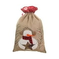 thumbnail image 1 of POINTERTECK Sac à Bonbons de Noël en Lin Facile à Nettoyer Tissu à Carreaux Multicolore Brodé Snowman Cerf Grands Sacs, 1 of 11