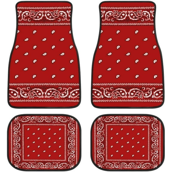 Bandana Red 4 Pieces Car Floor Mats Car Carpets Full Sets Universal Fit for SUV, Vans, Sedans, Trucks All Weather Protection Auto Foot Carpet