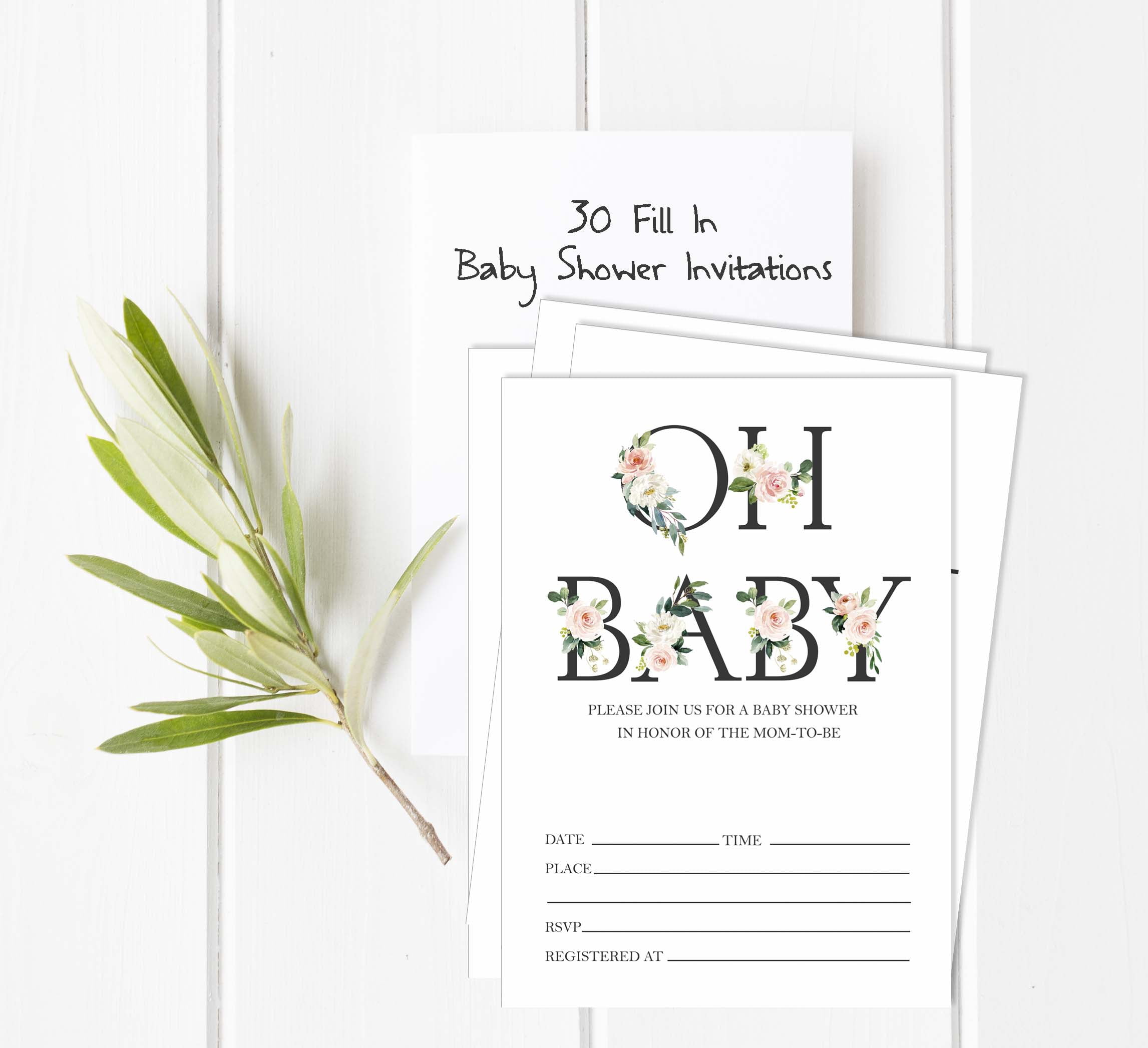 Inkdotpot 30 Gender Neutral Baby Shower Invitation Cards Oh Baby Fill In Blank Invites