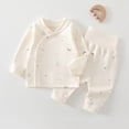 thumbnail image 2 of CAUYDY 0-3M 6-9M 1T Newborn Boy Picture Outfit Baby Boys Pjs Fall Winter Long Sleeve Shirt Elastic Pants 2PCS Set Preemie Clothes Infant Pajamas Cute Sizes 0-3 Months,Beige, 2 of 7