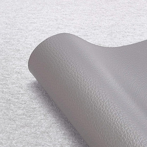 Soft PU Leather Fabric Sheets with Fur Lichee Pattern for DIY Craft Furniture Decoration Gray 140x33x0.08cm