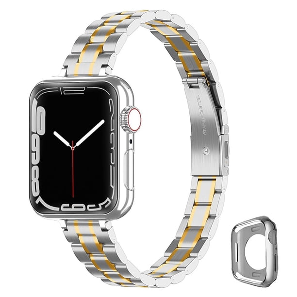 Correa de reloj CSJCUBIC de acero inoxidable de 38-46 mm para mujer