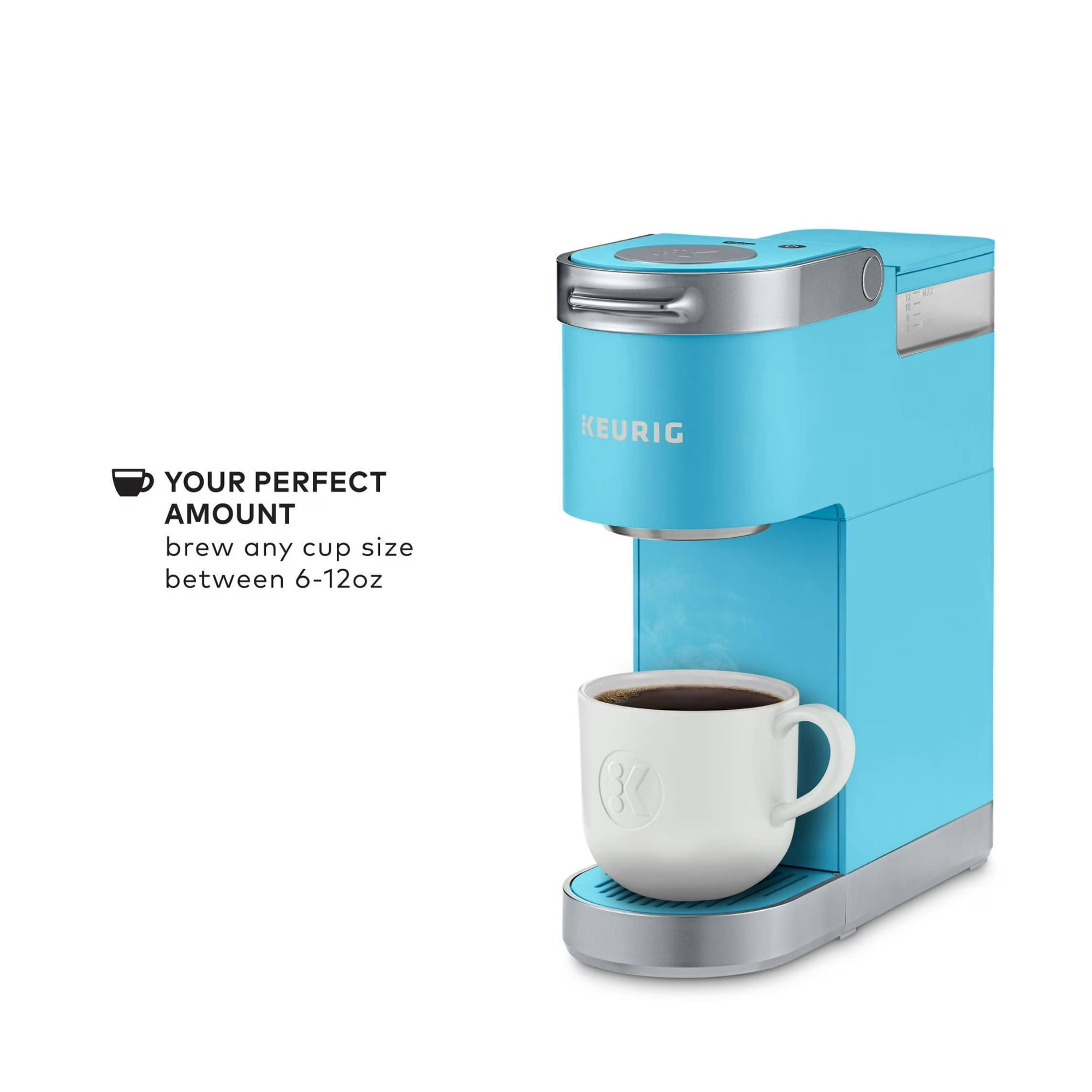 Restored Keurig K-Mini Plus Single Serve Coffee Maker with 6 to 12 Oz. Brew Size, K-Cup Pod Storage and Travel Mug Friendly (Cool Aqua, ) (Refurbished)