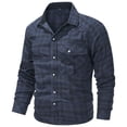 thumbnail image 5 of Mens Western Flannel Shirt Pearl Snap Long Sleeve Checkered Plaid Regular Fit Shacket Lightweight Christmas Jacket, 5 of 7