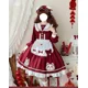 thumbnail image 4 of Coalfell-vestidos bordados rojos Vintage de Lolita, chal de felpa, capa engrosada, ropa de Año Nuevo, vestido de una pieza, Navidad, Invierno, 4 of 5