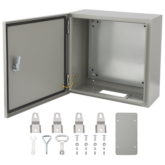 Electrical Enclosure Box – IP66 Waterproof & Dustproof Steel – NEMA 4X Outdoor Junction Box – Lock & Mounting Plate – Home Renovation – 16x16x8"